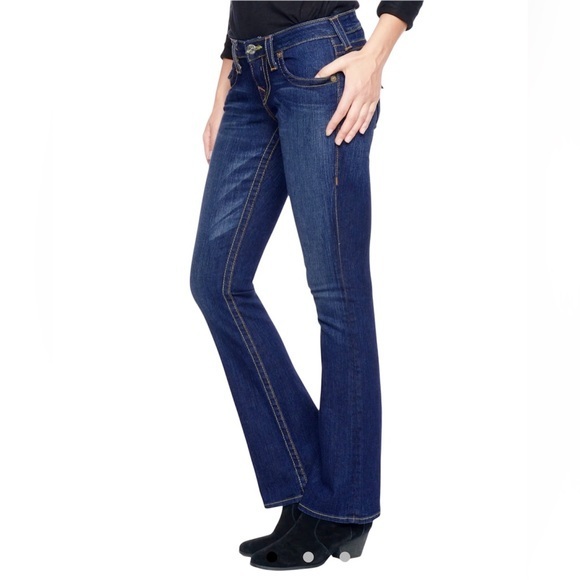 TRUE RELIGION BECKY PETITE BOOTCUT DARK BLUE LOW RISE WOMENS JEAN SIZE 31 - Picture 1 of 10